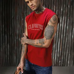 SZN Typography Printed Round Neck Sleeveless T-shirt-image-64