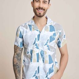 choiceit Men Regular Fit Cuban Collar Abstract Printed Cotton Casual Shirt-image-84