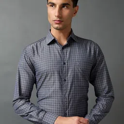 Daniel Hechter Men Gingham Checked Spread Collar Cotton Formal Shirt-image-42