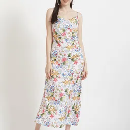 AMSWAN WomenShoulder Straps Floral Printed Maxi Dress-picture-47