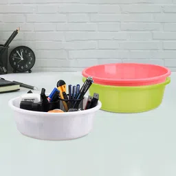 Kuber Industries Green & Pink 3 Pieces Desk Organisers 6 ltr-20