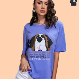 Dreambe Women 2 Printed V-Neck Applique T-shirt-picture-25
