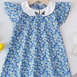 LULU & SKY Floral Print Flutter Sleeve A-Line Dress-picture-5