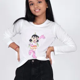 CHARMGAL Girls Graphic Printed Round Neck Cotton T-shirt-image-91