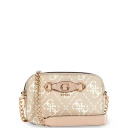 GUESS Printed PU Structured Shoulder Bag with Cut Work-11