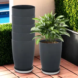 RUBOXA 6-Pcs Grey UV-ProtectedPlanters With Plate-50