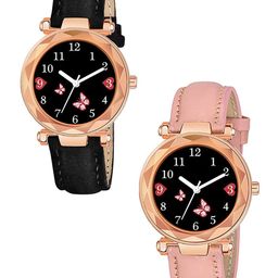Gopal Shopcart Pack Of 2 Unisex Straps Analogue Watches GR379RG BFly BLK Vel PINK G L-image-67