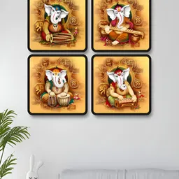 Myntra Elegant Homes Brown & White 4 Piece Wood Religious Wall Art-image-99