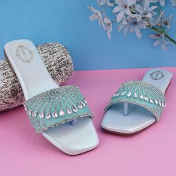 BAESD Women Embellished Party Open Toe Flats-image-89