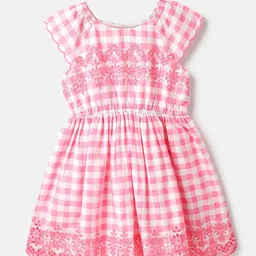 United Colors of Benetton Girl Round Neck Checked Fit & Flare Cotton Dress-image-24