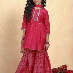 Biba Girls Ethnic Motifs Printed Regular Kurti with Sharara & With Dupatta-picture-49