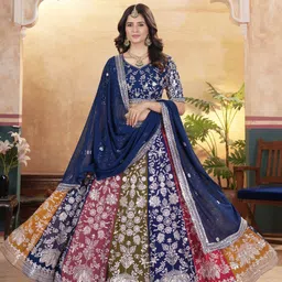 MISS CLOTHING Embroidered Ready to Wear Lehenga & Unstitched Blouse With Dupatta-picture-40