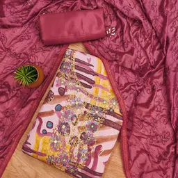 DIVASTRI Floral Printed Beads And Stones Unstitched Dress Material-image-24