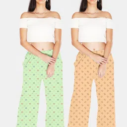 Digsel Cool Set of 2 Women Cotton Printed Palazzos-image-56