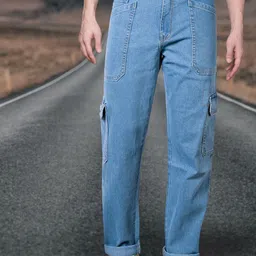 RIG BONE Men Loose Relaxed Fit Mid-Rise Light Fade Stretchable Jeans-image-81