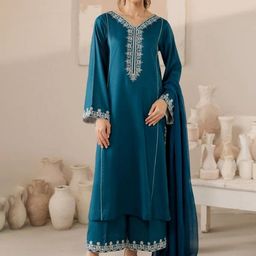 Tulip Eden Women Floral Embroidered Kurta with Palazzos & Dupatta-image-98