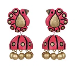 Mridah Peacock Shaped Jhumkas Earrings-34
