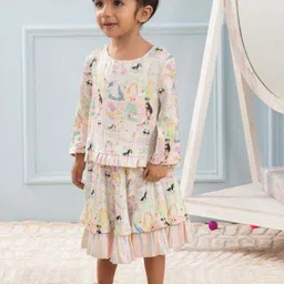 THE BABY TRUNK Girls Printed Long Sleeves Top With Skirt-36