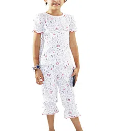 Kids Cave Girls Printed T-shirt with Capris-picture-5