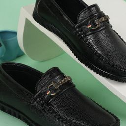 ZOOMBIE Men Round Toe Leather Loafers-image-98