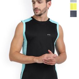 FTX Men Pack Of 4 Colourblocked Round Neck Gym Vests-picture-40
