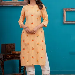 KEIYONA Ethnic Motifs Printed Cotton Straight Kurta-picture-48