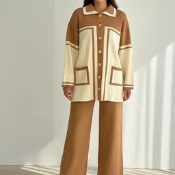TRENBEE Colourblocked Collar-Neck Shirt With Trousers-picture-16
