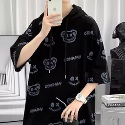 StyleCast Men Conversational Printed Hood Oversized T-shirt-image-6