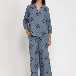 Pink Fort Printed Pure Cotton V-Neck Top With Palazzo Co Ords-picture-42