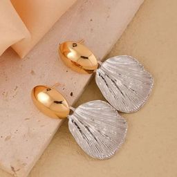 PASU FASHION Gold-Plated Artificial Stone Studded Contemporary Drop Earrings-24