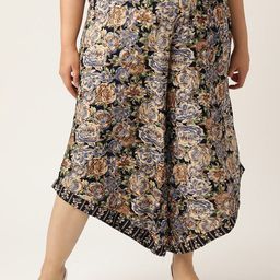 theRebelinme Women Plus Size Floral Printed Relaxed Easy Wash Three-Fourth Length Trousers-4