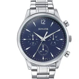 Sonata Men Embellished Dial & Stainless Steel Bracelet Style Straps Analogue Watch 77146SM02-image-81