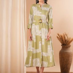 FASHOR Print A-Line Midi Dress-image-4