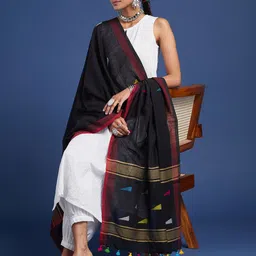 Taavi Geometric Woven Design Pure Cotton Dupatta-picture-4