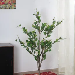 ARICK DECOR White 1 Pieces Rose Artificial Plant With Pot-image-92