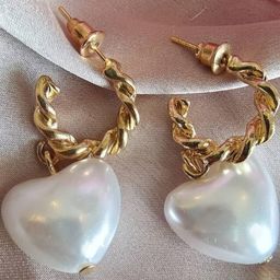White heart hanging earring Crystal Alloy Stud Earring-39