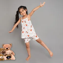Little Clothings Girls Animal Printed Pure Cotton Top & Shorts Night Suits-picture-44