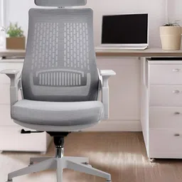 Oakcraft Grey Mesh Adjustable Seat Height Study Arm Chair-image-13