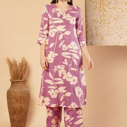 FASHOR Floral Printed V-Neck Tunic & Palazzo-image-80