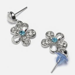 ZENEME Rhodium-Plated American Diamond Studded Floweret Jewellery Set image 4