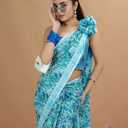 HELLA FASHIONS Floral Printed Saree with Blouse Piece-picture-14