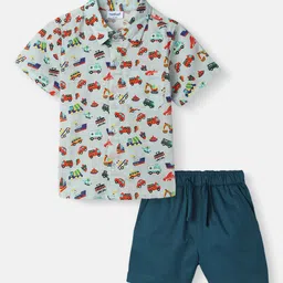 Nauti Nati Boys Printed Short Sleeves Pure Cotton Shirt With Shorts-image-80