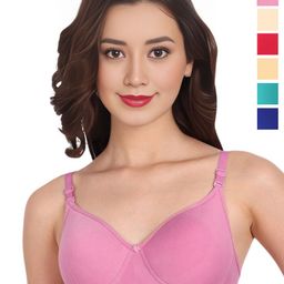 Liigne Pack Of 6 Solid Full Coverage Non Padded All Day Comfort Cotton Bra-image-52