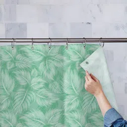 ArtzFolio Green & White Tropical Printed Waterproof Shower Curtain-image-35