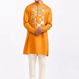 Agrajain Men Floral Embroidered Regular Sequinned Kurta with Trousers-image-31