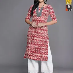 Anouk Rustic Selection Of 3 Geometric Printed Round Neck Straight Kurtas-11