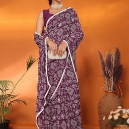 Lookmark Warli Embroidered Pure Georgette Bhagalpuri Saree-image-41