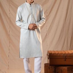 5 Stitch Men Embroidered Regular Kurta with Pyjamas-9