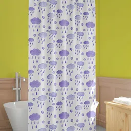 ArtzFolio White & Blue Abstract Printed Waterproof Shower Curtain-17