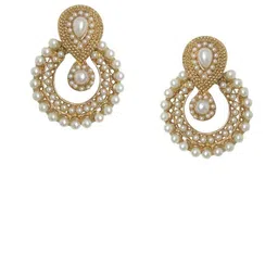 ANIKAS CREATION Set Of 2 Gold-Plated Stones & Beaded Circular Shaped Drop Earrings image 4